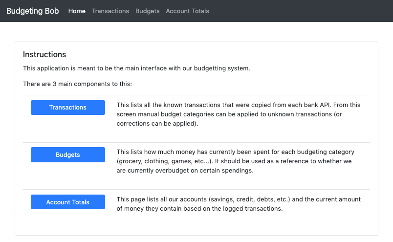 Home page of Budgeting Bob